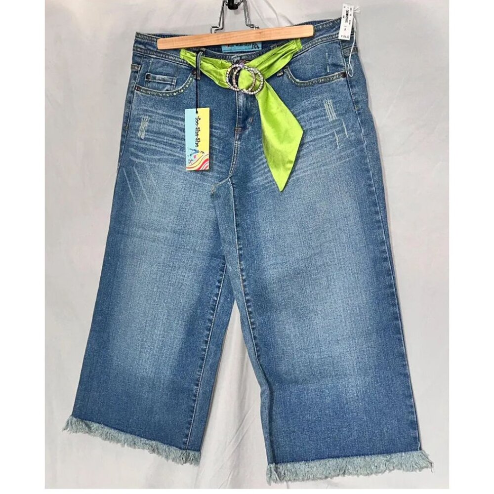 Too-She-She Wide Legged Capris, NWT, Frayed Bottom, Size 8 - Picture 2 of 6